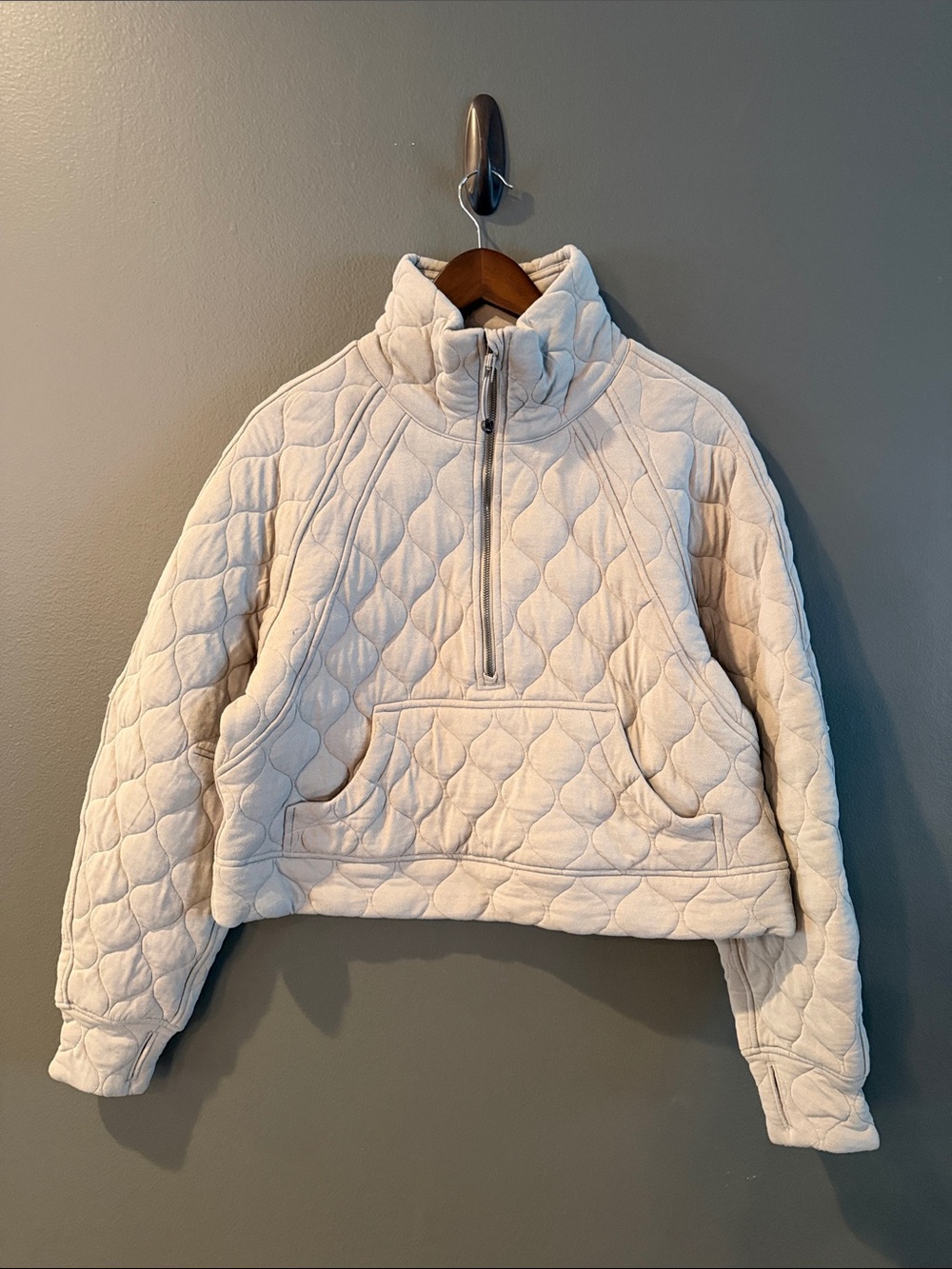 lululemon athletica Cream Quilted Half-Zip Pullover